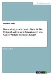 Cover von Das Apokalyptische in der Technik. Die Unterschiede in den Bewertungen von Günter Anders und Ernst Jünger
