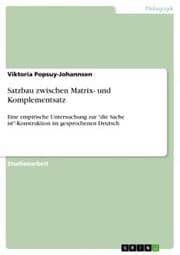 Cover von Satzbau zwischen Matrix- und Komplementsatz