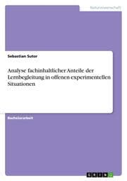 Cover von Analyse fachinhaltlicher Anteile der Lernbegleitung in offenen experimentellen Situationen
