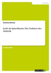 Cover von Lyrik als Sprachkunst. Die Funktion der Ästhetik