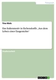 Cover von Das Italienmotiv in Eichendorffs Aus dem Leben eines Taugenichts