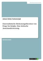 Cover von Externalistische Bedeutungstheorien von Frege bis Kripke. Eine kritische Auseinandersetzung