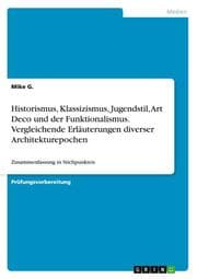 Cover von Historismus, Klassizismus, Jugendstil, Art Deco und der Funktionalismus. Vergleichende Erläuterungen diverser Architekturepochen