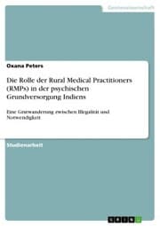 Cover von Die Rolle der Rural Medical Practitioners (RMPs) in der psychischen Grundversorgung Indiens
