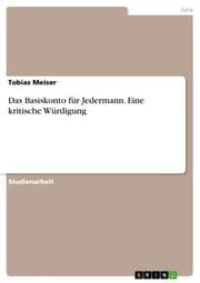 Cover von Das Basiskonto für Jedermann. Eine kritische Würdigung