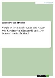 Cover von Vergleich der Gedichte 'Die eine Klage' von Karoline von Günderode und 'Der Schnee' von Sarah Kirsch