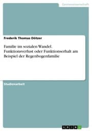 Cover von Familie im sozialen Wandel. Funktionsverlust oder Funktionserhalt am Beispiel der Regenbogenfamilie