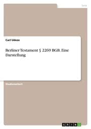 Cover von Berliner Testament § 2269 BGB. Eine Darstellung