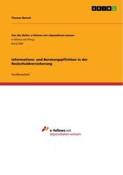 Cover von Informations- und Beratungspflichten in der Restschuldversicherung