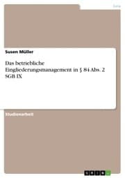 Cover von Das betriebliche Eingliederungsmanagement in § 84 Abs. 2 SGB IX
