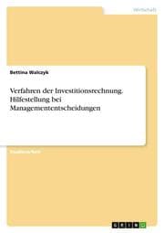 Cover von Verfahren der Investitionsrechnung. Hilfestellung bei Managemententscheidungen