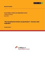 Cover von 'Die Somaliaintervention ist gescheitert'. Konsens oder Irrglaube?