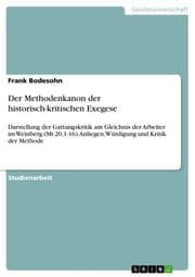 Cover von Der Methodenkanon der historisch-kritischen Exegese