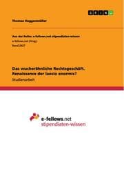 Cover von Das wucherähnliche Rechtsgeschäft. Renaissance der laesio enormis?