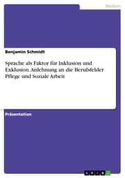 Cover von Sprache als Faktor für Inklusion und Exklusion. Anlehnung an die Berufsfelder Pflege und Soziale Arbeit