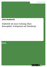 Cover von Städtelob als neue Gattung. Hans Rosenplüts 'Lobspruch auf Nürnberg'