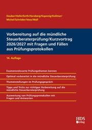 Cover von Vorbereitung auf die mündliche Steuerberaterprüfung/Kurzvortrag 2026/2027 mit Fragen und Fällen aus Prüfungsprotokollen