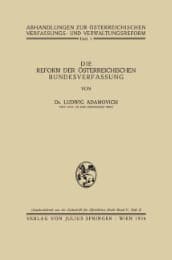 Cover von Die Reform der österreichischen Bundesverfassung