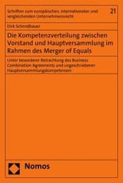 Cover von Die Kompetenzverteilung zwischen Vorstand und Hauptversammlung im Rahmen des Merger of Equals