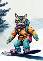 Cover von Lustige Katze mit Snowboard Katzen Süßes Notizbuch Weihnachten Winterzeit mit 55 motivierenden Sprüchen Weihnachtsgeschenk Wichtelgeschenk für Kinder, Männer, Junge, Mädchen, Teenager, Tween Katzenliebhaber