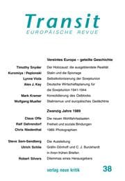 Cover von Transit 38. Europäische Revue