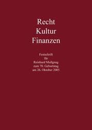 Cover von Recht - Kultur - Finanzen