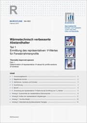 Cover von ift-Richtlinie WA-08/3, Februar 2015. Wärmetechnisch verbesserte Abstandhalter. Teil 1: Ermittlung des repräsentativen Psi-Wertes für Fensterrahmenprofile