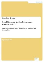 Cover von Brand Licensing als Sonderform des Markentransfers