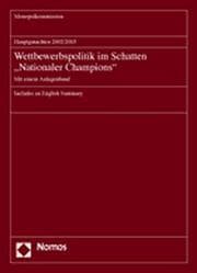 Cover von Hauptgutachten 2002/2003 - Wettbewerbspolitik im Schatten 'Nationaler Champions'