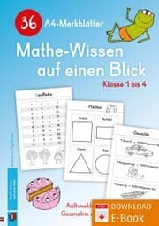 Cover von 36 A4-Merkblätter Mathe-Wissen auf einen Blick - Klasse 1 bis 4