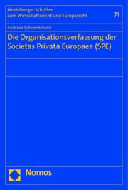 Cover von Die Organisationsverfassung der Societas Privata Europaea (SPE)