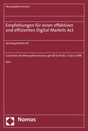 Cover von Empfehlungen für einen effektiven und effizienten Digital Markets Act