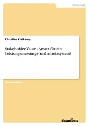 Cover von Stakeholder-Value - Ansatz für ein Leistungsmessungs- und Anreizsystem?