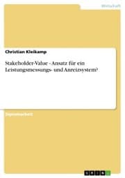 Cover von Stakeholder-Value - Ansatz für ein Leistungsmessungs- und Anreizsystem?