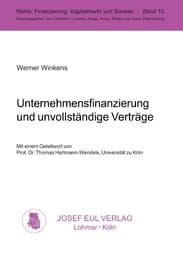 Cover von Unternehmensfinanzierung und unvollständige Verträge
