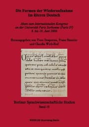 Cover von Die Formen der Wiederaufnahme im älteren Deutsch