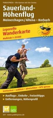 Cover von Publicpress Leporello Wanderkarte Sauerland Höhenflug, Meinerzhagen / Altena, Korbach 1:25.000