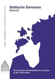 Cover von Zur Rezeption deutschbaltischer Literatur im 20. Jahrhundert