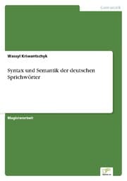 Cover von Syntax und Semantik der deutschen Sprichwörter