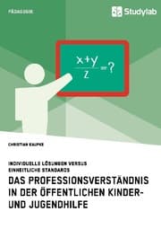 Cover von Das Professionsverständnis in der öffentlichen Kinder- und Jugendhilfe. Individuelle Lösungen versus einheitliche Standards