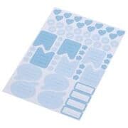 Cover von 2 Stickerbögen DIN A5 mit 120 blauen Aufklebern zum Beschriften und Gestalten für Terminplaner, Kalender und Organizer - Aufkleber in verschiedenen Formen mit Herzen, Blumen, Haken für ToDo-Listen, Sprechblasen und Listen - Stay Inspired! by Lisa W