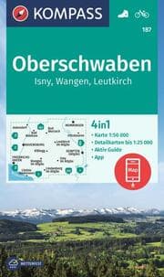 Cover von KOMPASS Wanderkarte 187 Oberschwaben, Isny, Wangen, Leutkirch 1:50.000
