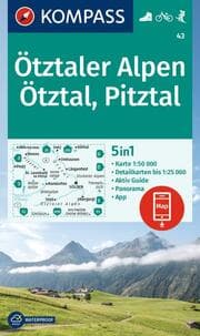 Cover von KOMPASS Wanderkarte 43 Ötztaler Alpen, Ötztal, Pitztal 1:50.000