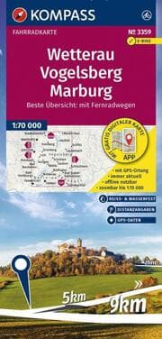 Cover von KOMPASS Fahrradkarte 3359 Wetterau, Vogelsberg, Marburg 1:70.000