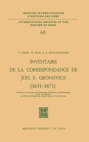 Cover von Inventaire de la correspondance de Johannes Fredericus Gronovius (1631-1671)