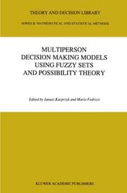 Cover von Multiperson Decision Making Models Using Fuzzy Sets and Possibility Theory