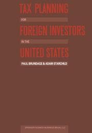 Cover von Tax Planning for Foreign Investors in the United States