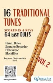 Cover von 16 Traditional Tunes - 64 easy soprano recorder duets (VOL.2)