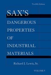 Cover von Sax's Dangerous Properties of Industrial Materials