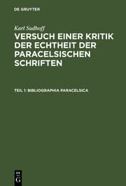 Cover von Bibliographia Paracelsica